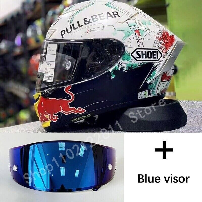 Motorcycle Helmet Full Face X14 Marquez 93 Helmet Grafiti Blue Visor