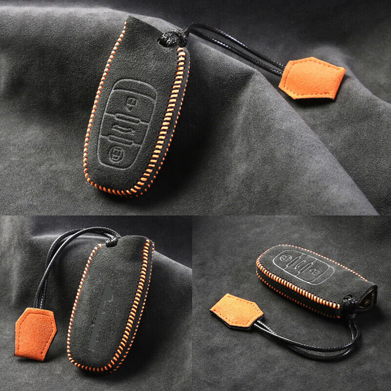 Alcantara Leather Smart Key Bag Case Cover Fob For Lamborghini Huracan Aventador