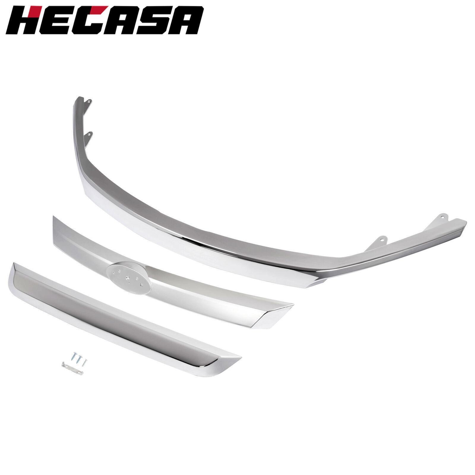 Chrome Front Upper Grille Molding Trims Set 3Pcs For Ford Fusion 2010 2011 2012