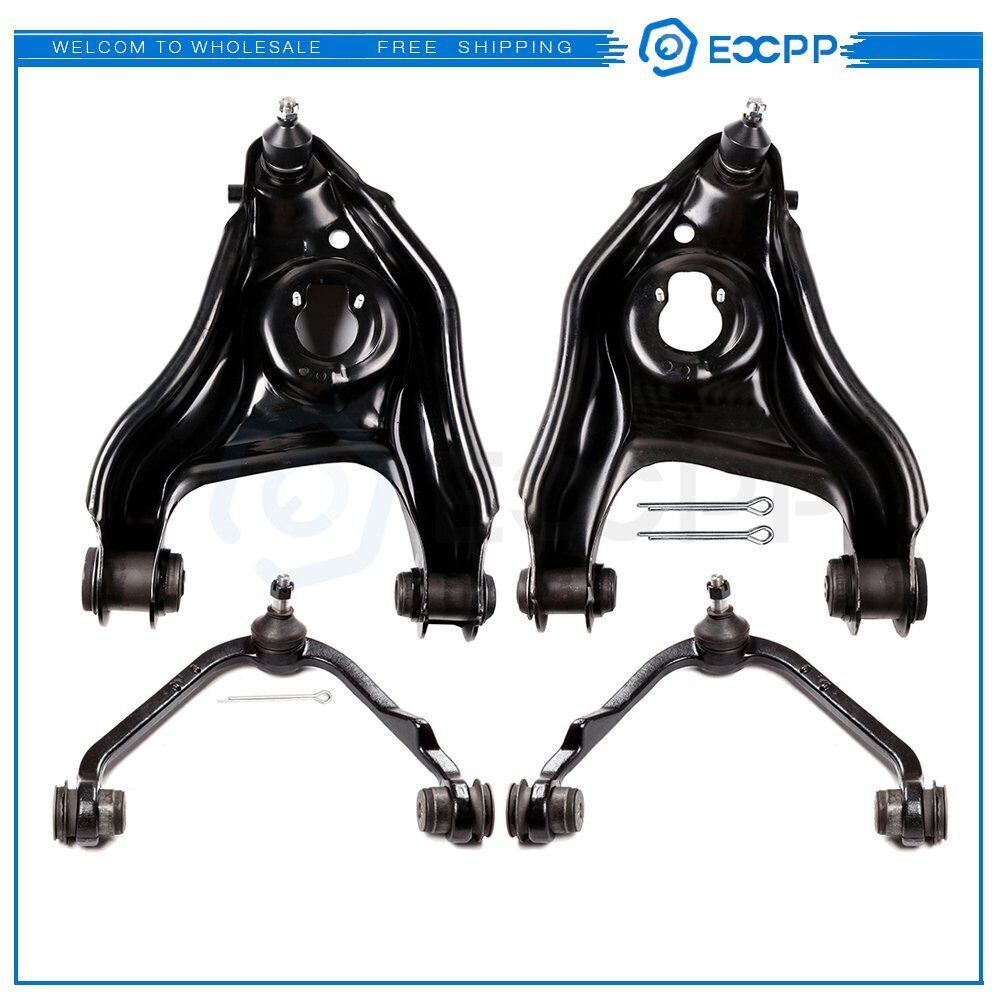 For 1997-2002 03 Ford F-150 RWD 4pcs Suspension Front Upper & Lower Control Arms