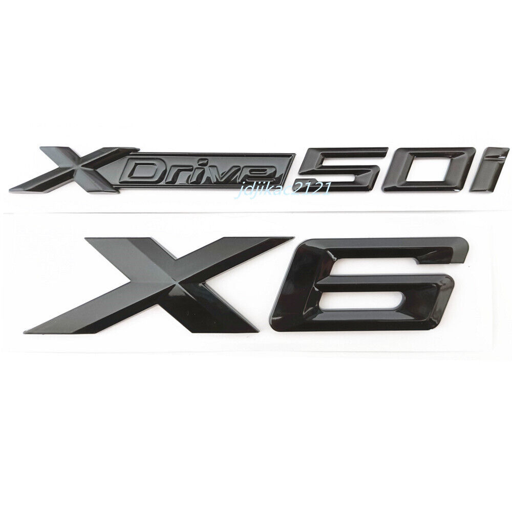 2X FOR X6 Gloss Black X6 & XDrive 50i Trunk Rear Emblem Badge New Sticker