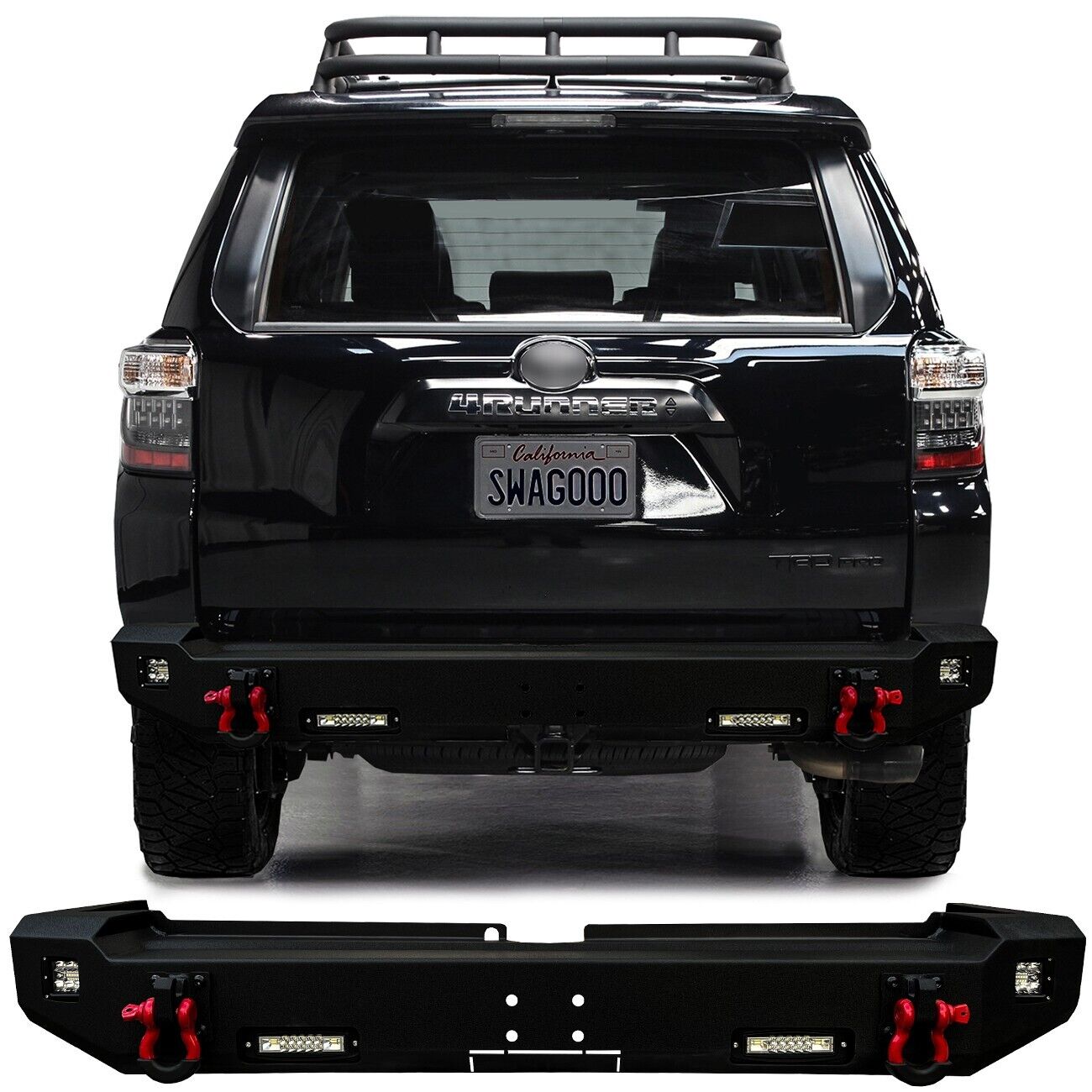 Vijay For 2015-2020 Toyota 4Runner Steel Rear Bumper With LED Lights and D-Rings