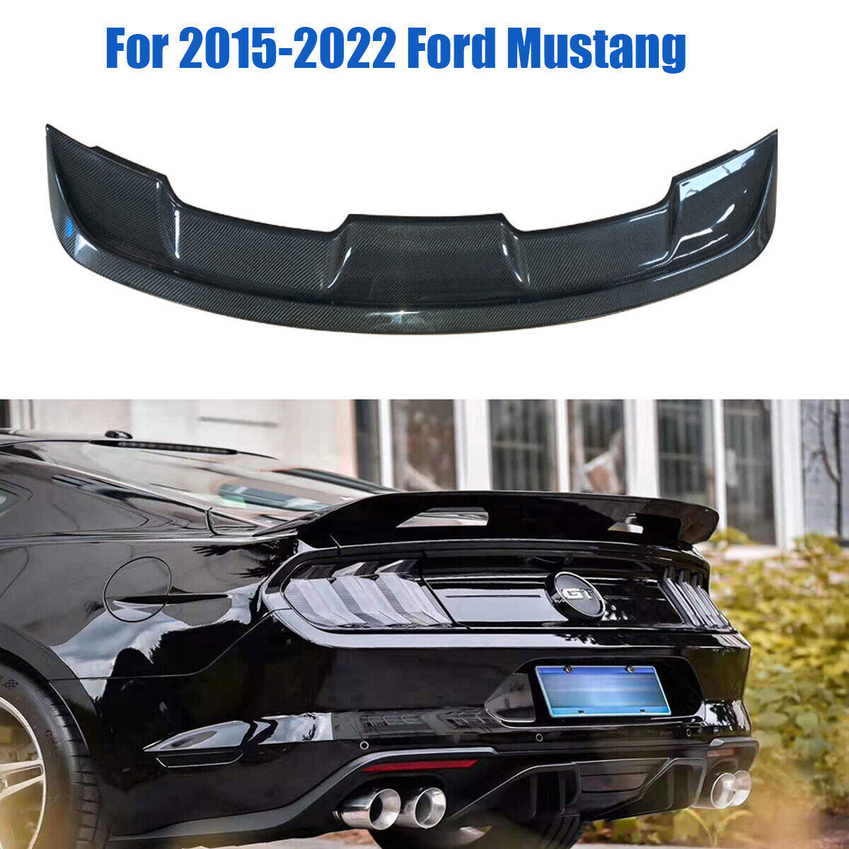 Rear Spoiler Wing For 2015-2022 Ford Mustang GT350 GT500 Rear Trunk Carbon Fiber
