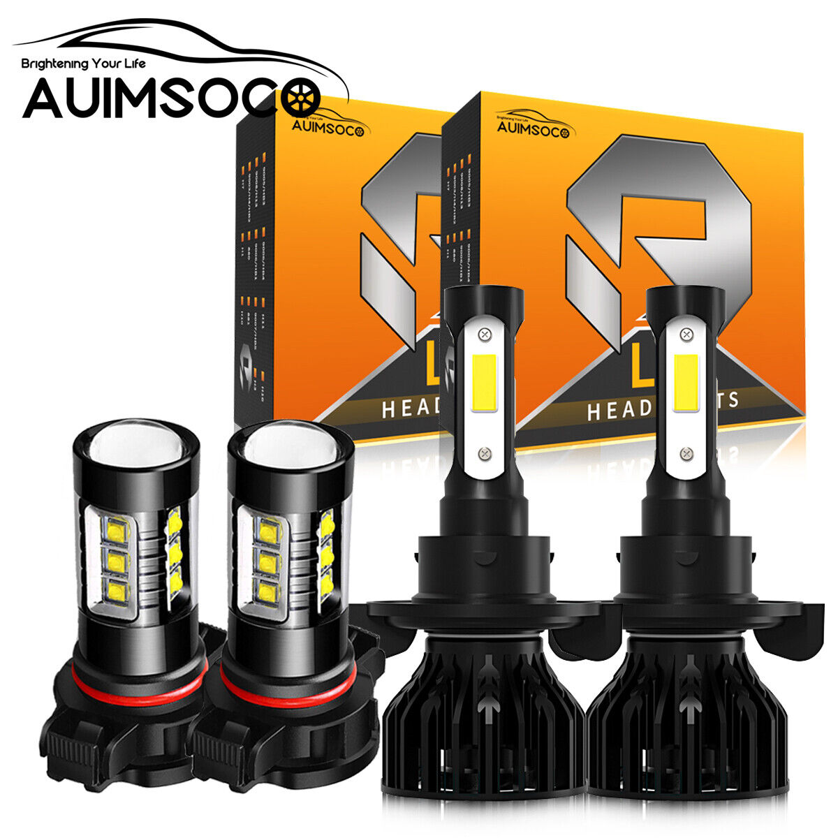 For GMC Yukon 2007 -2014 - 4pc 8000k Combo LED Headlight Hi/Lo Fog Light Bulbs