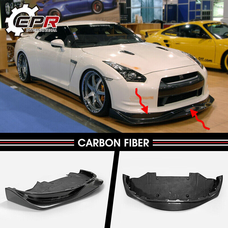 For Nissan GTR R35 09-11 Amu-style Front Bumper Lip with undertray Carbon Fiber