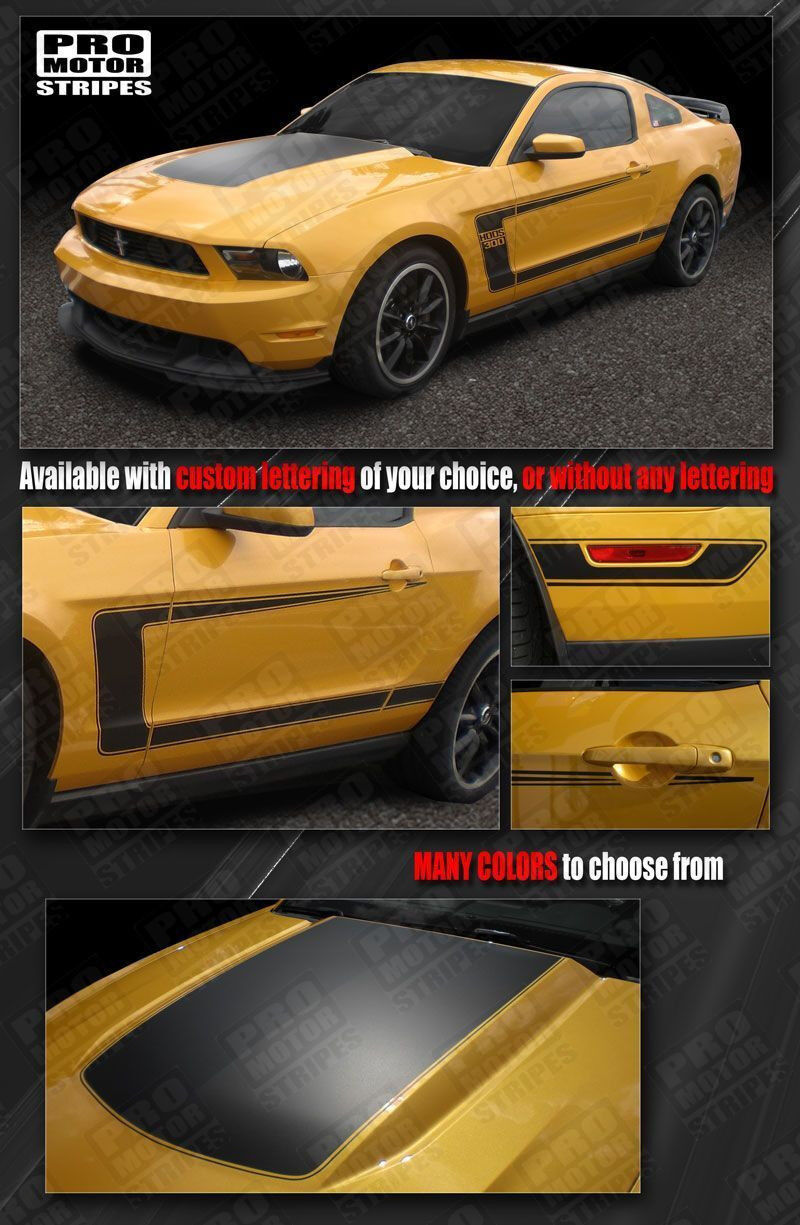 Ford Mustang 2010-2012 BOSS 302 Style Hood & Side C-Stripes Decals -Choose Color