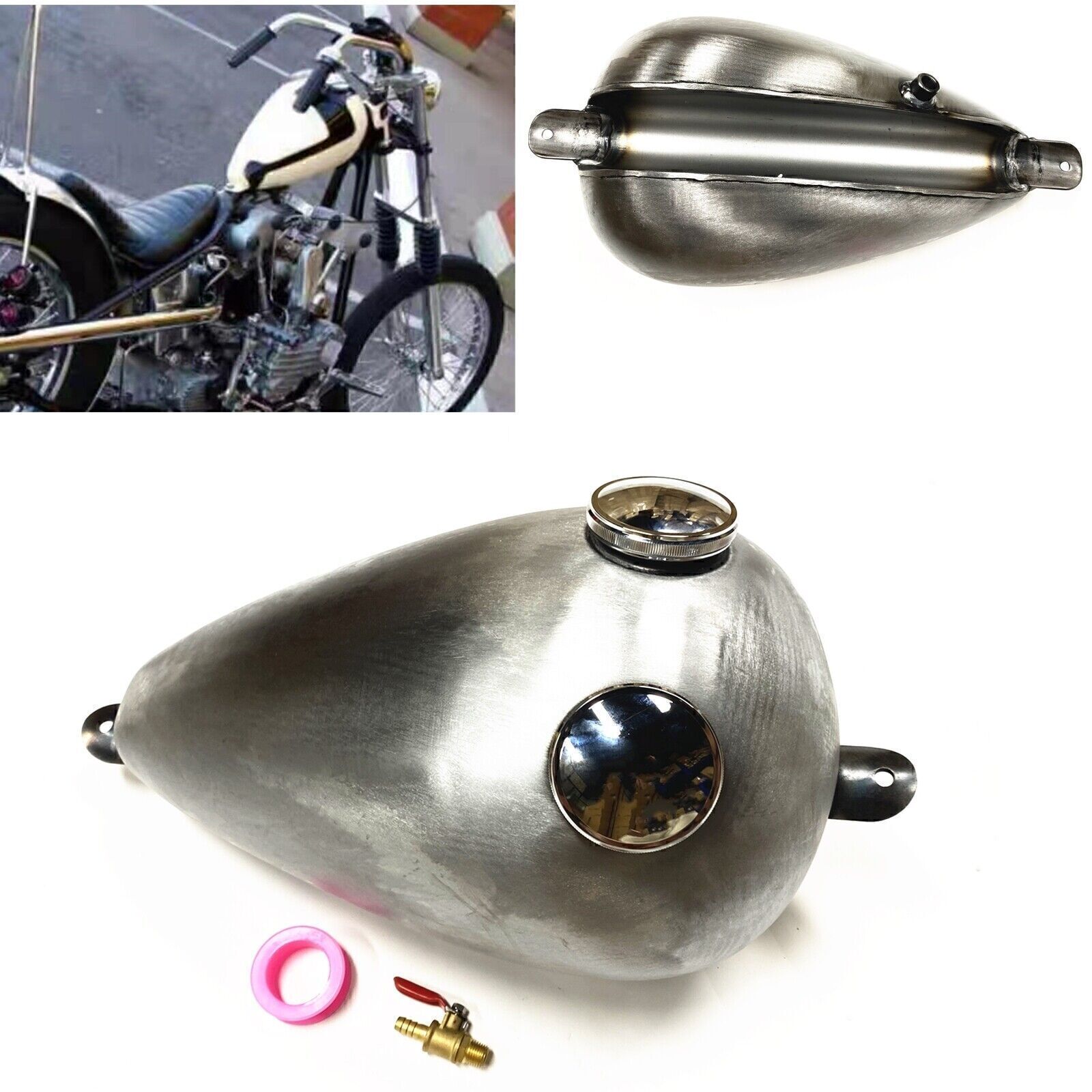 Handmade 2.4Gal 9L Motorcycle Gas Fuel Tank Unpainted For Honda Yamaha Harley DA