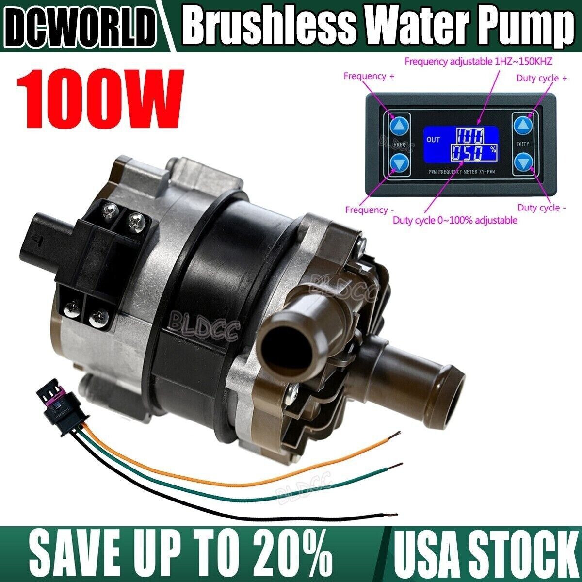 Electric 100W 12V PWM Brushless Circulation Pump Highflow Additional Water Pump