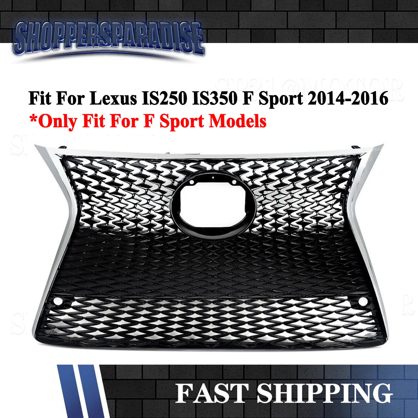 For Lexus IS250 IS350 F-Sport 2014-2016 Black Front Bumper Upper Lower Grille