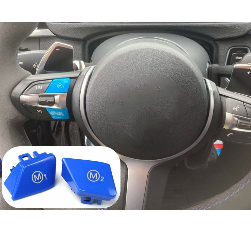 Blue Car Steering Wheel M1 M2 Button Trim For BMW F30 F34 F15 F16 M Sport