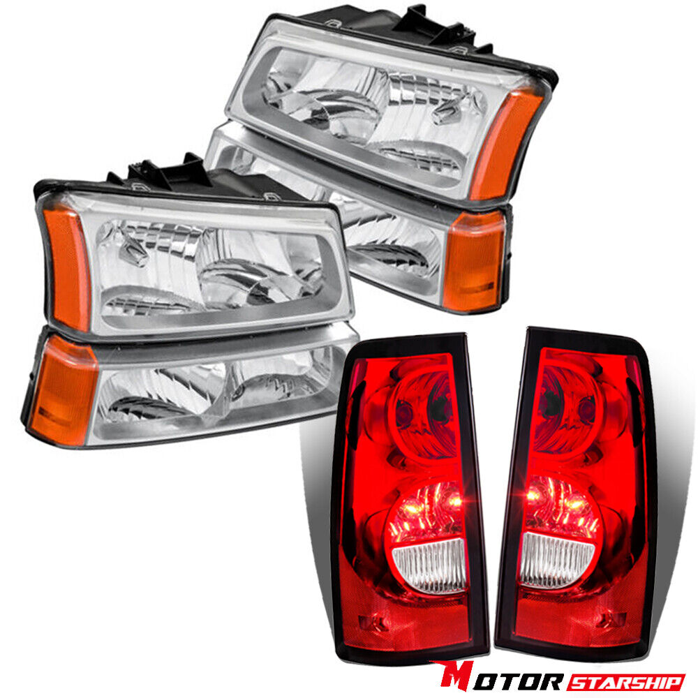 For 2003-2006 Chevy Silverado Set(6) Headlights w/ Red Tail Lights Assembly New