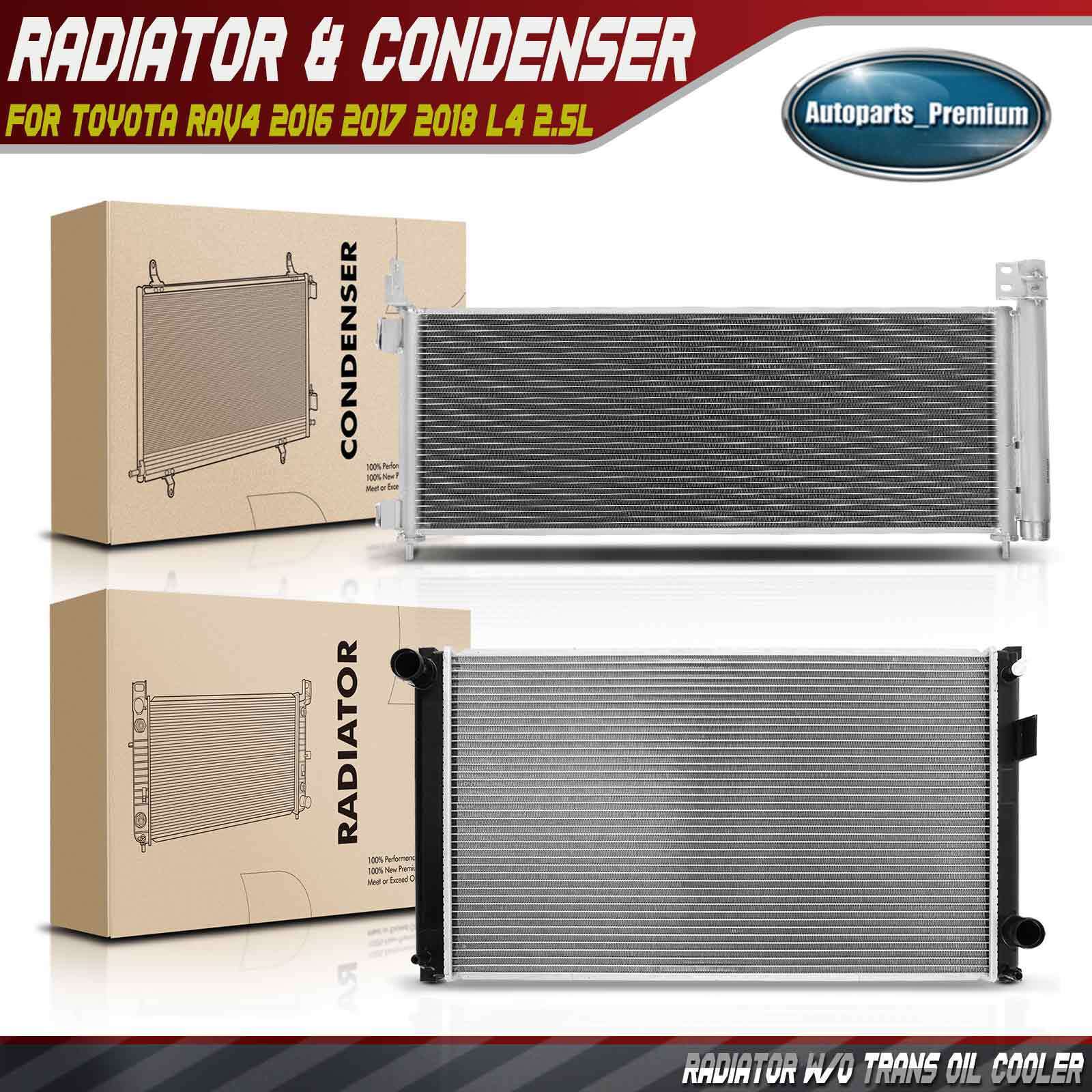 2x Radiator & AC Condenser Cooling Kit for Toyota RAV4 2016 2017 2018 L4 2.5L