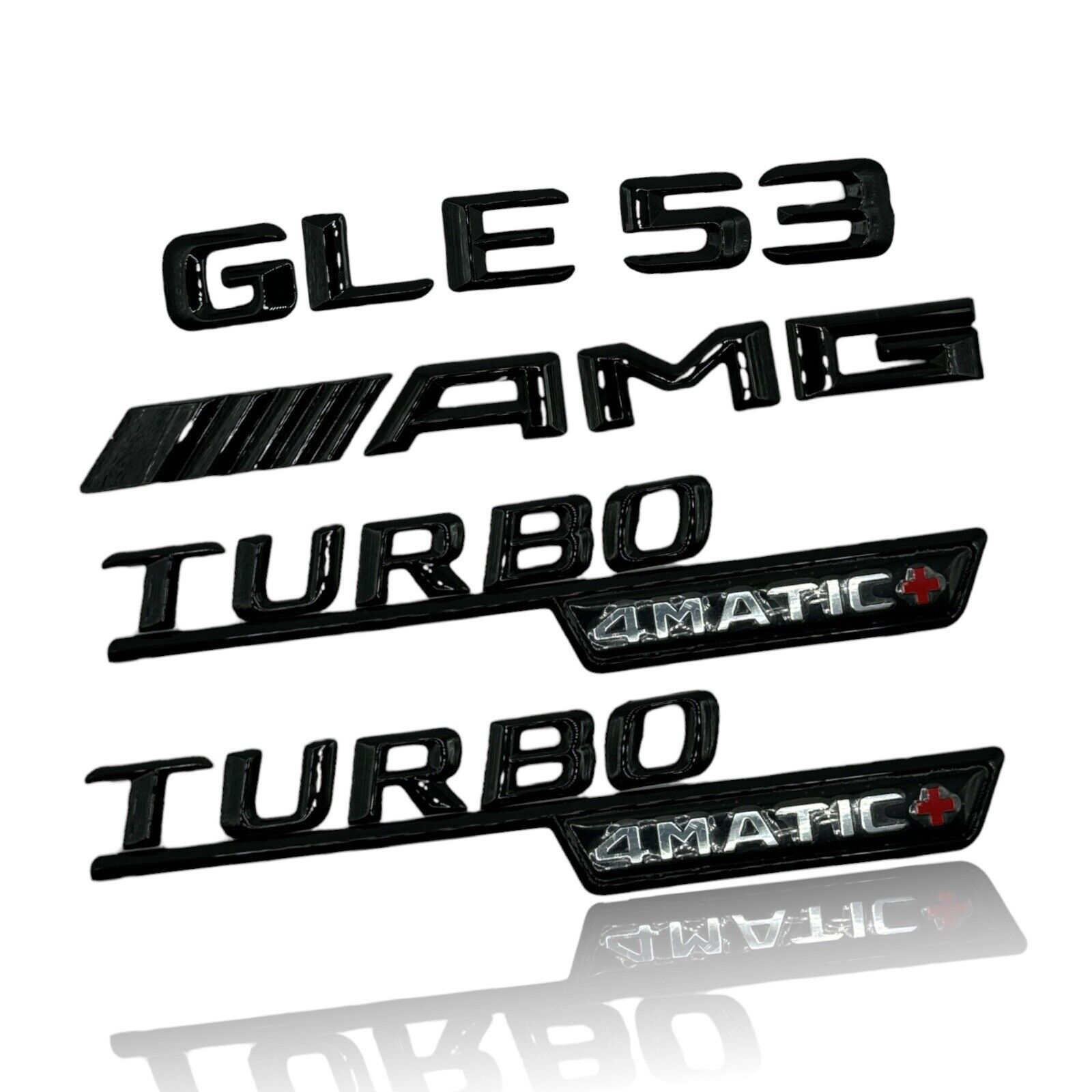 GLE53 COUPE AMG TURBO 4MATIC+ Rear Emblem glossy Black Badge Set for Mercedes