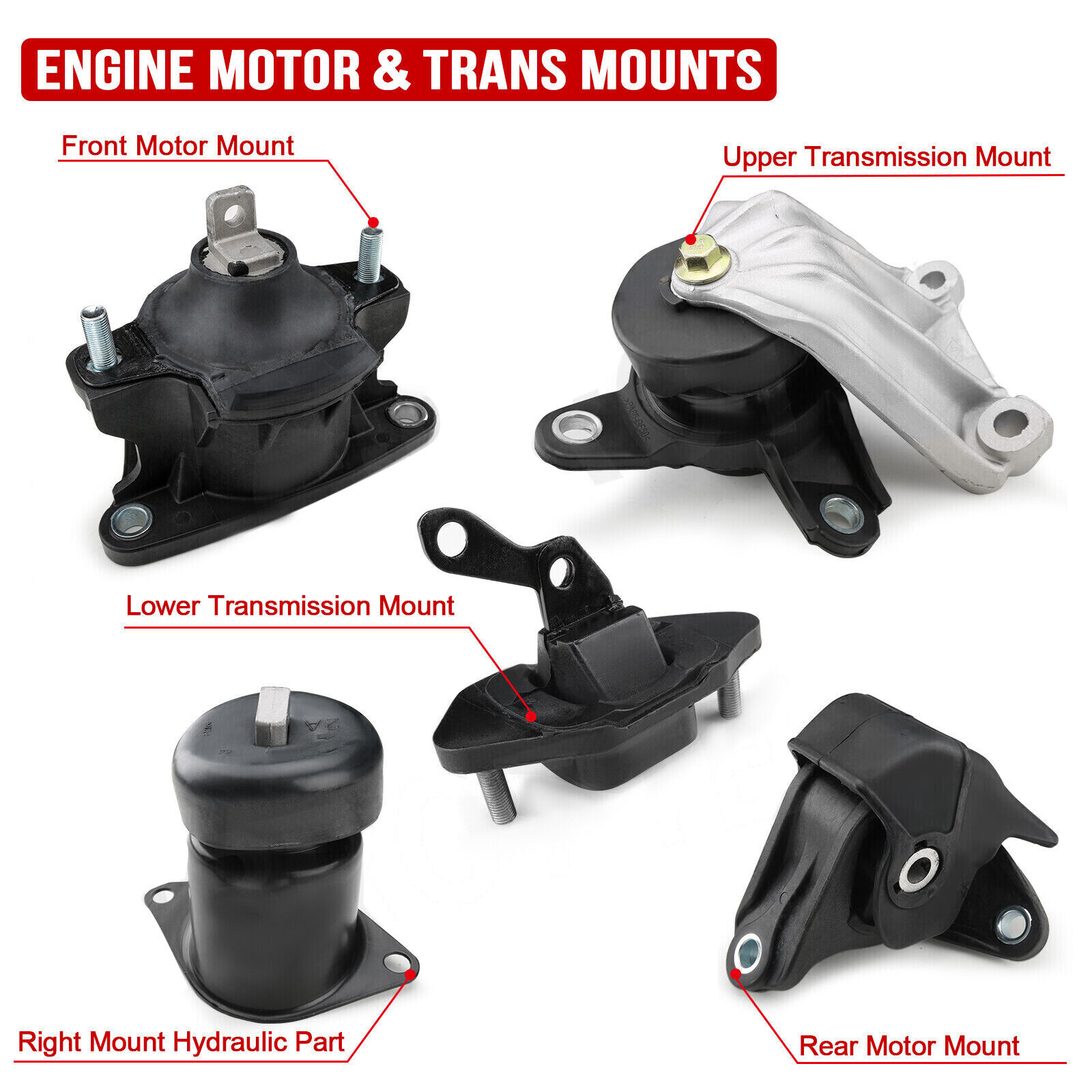 5PCS Engine Motor & Trans Mounts Kit For 2008-2012 Honda Accord 2.4L Auto Trans