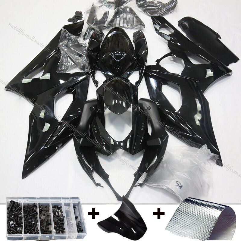 Glossy Black Complete Injection Fairing Kit for 05-06 Suzuki GSXR 1000 w/ Bolts