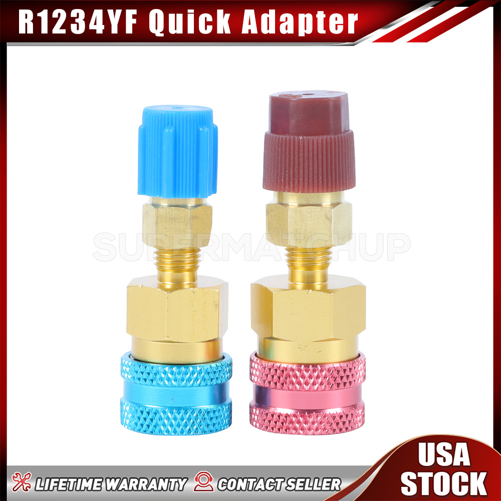 2pc R1234YF Quick Coupler Connector Adapters High/Low Manifold AC Gauge Auto Set