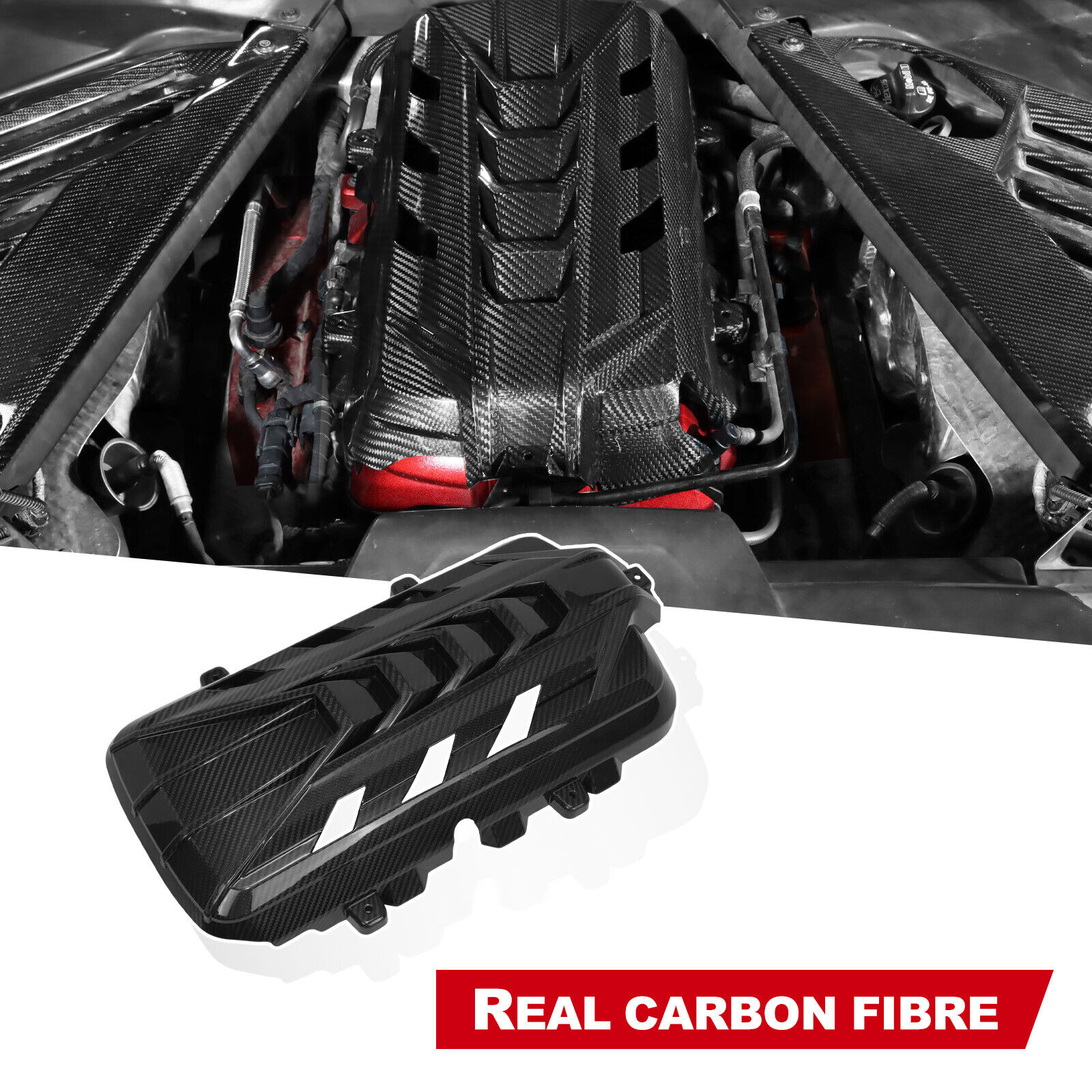 Carbon fiber engine hood panel Trim Cover For Chevrolet Corvette C8 2020-2024