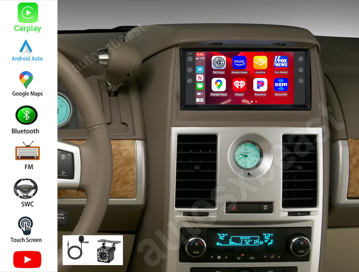 For 2008 2009 2010 Chrysler Town & Country Car Apple CarPlay Navigation Radio Bt
