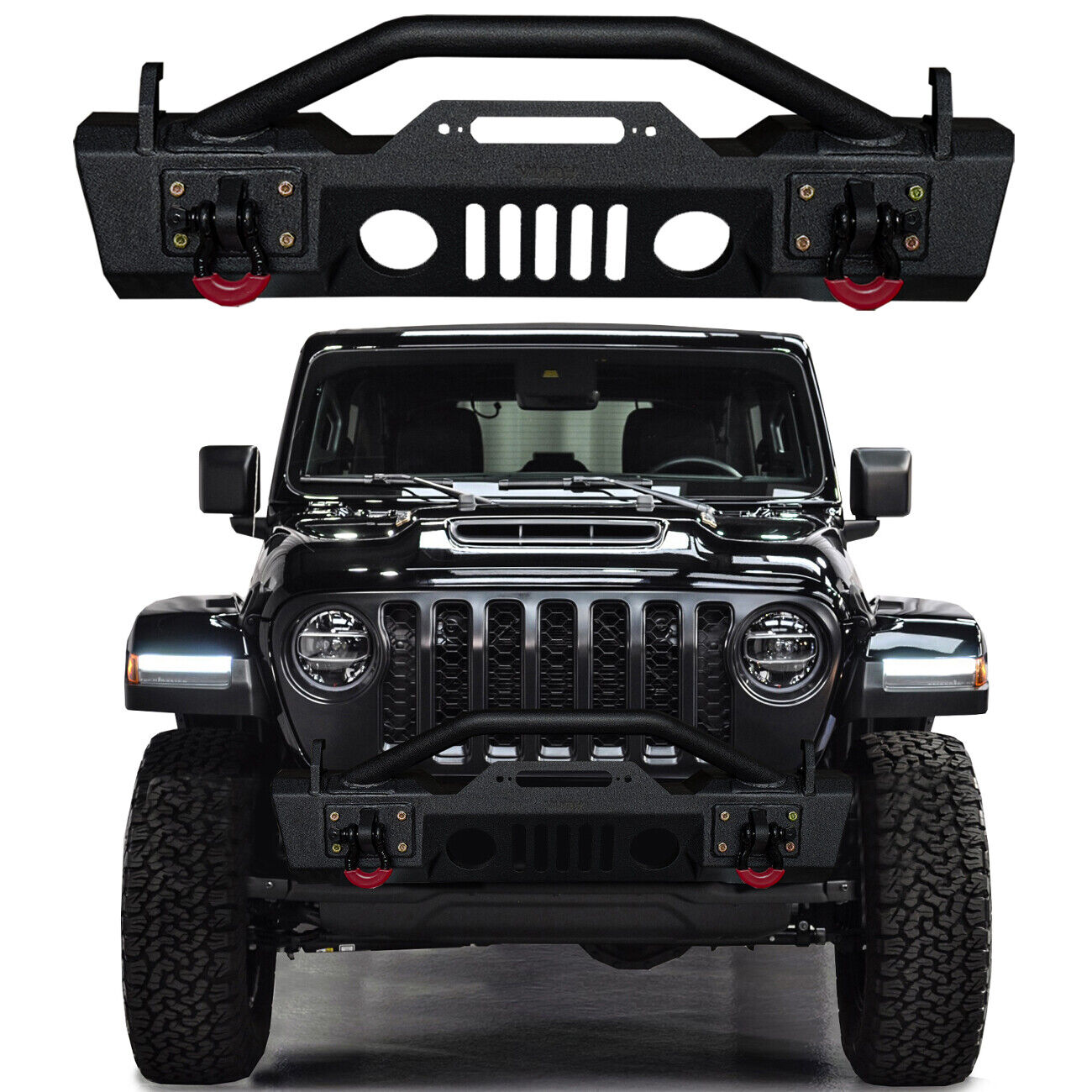 Vijay For 2020-2024 Jeep Gladiator JT Front or Rear Bumper w/D-Rings & Lights