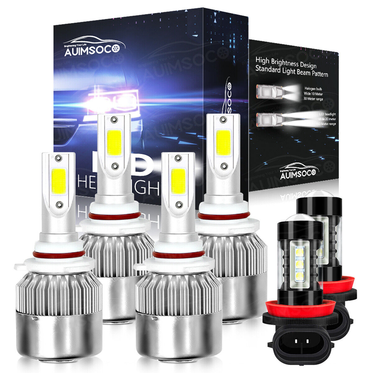 For Kia Optima 2016 -6x WHITE LED Headlight High-Low Beam Fog Light Bulbs Kit