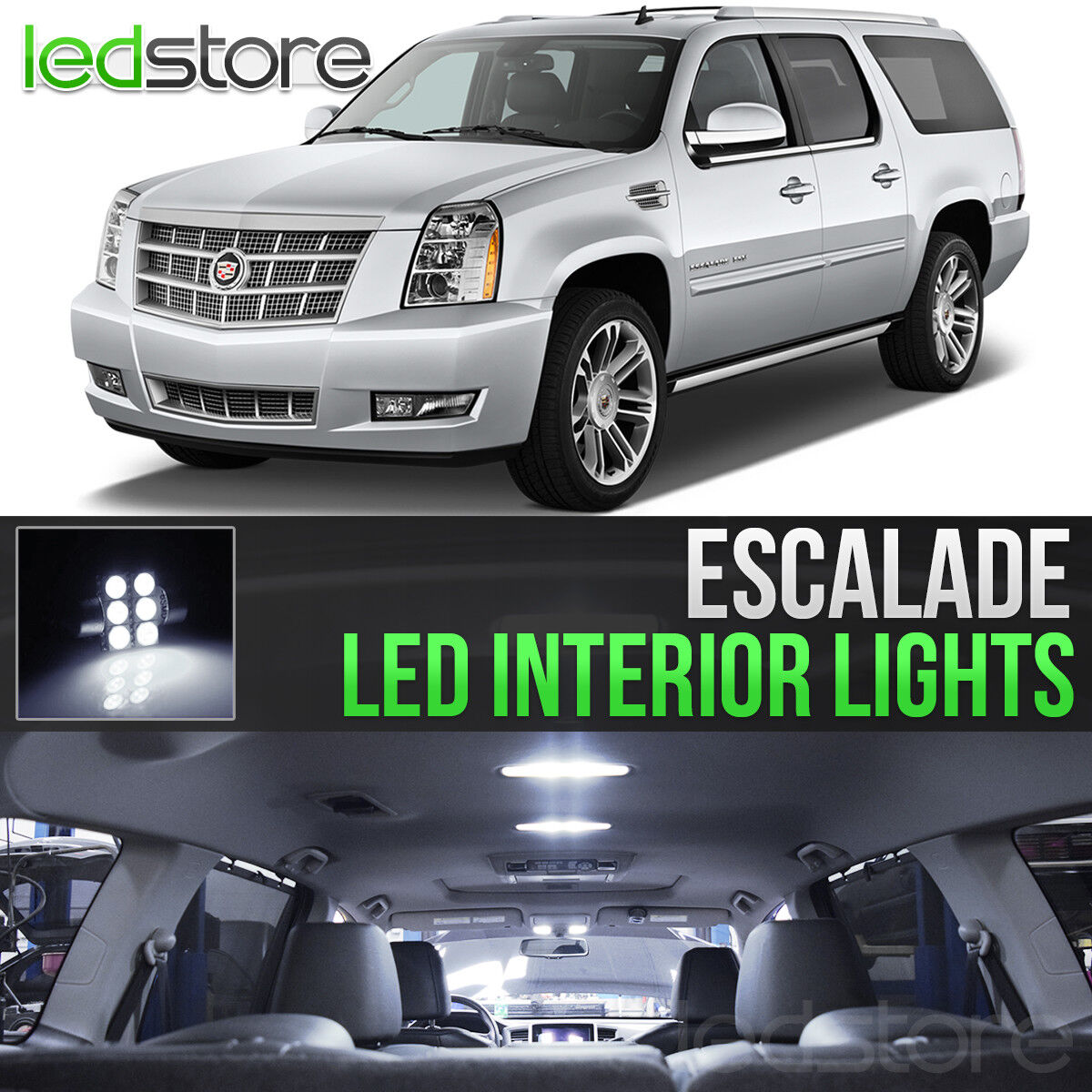 2007-2014 Cadillac Escalade White Interior LED Lights Kit Package