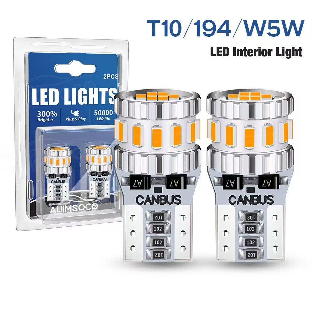 2Pcs T10 LED License Plate Light Car Interior Map Light Bulbs 168 2825 194 W5W