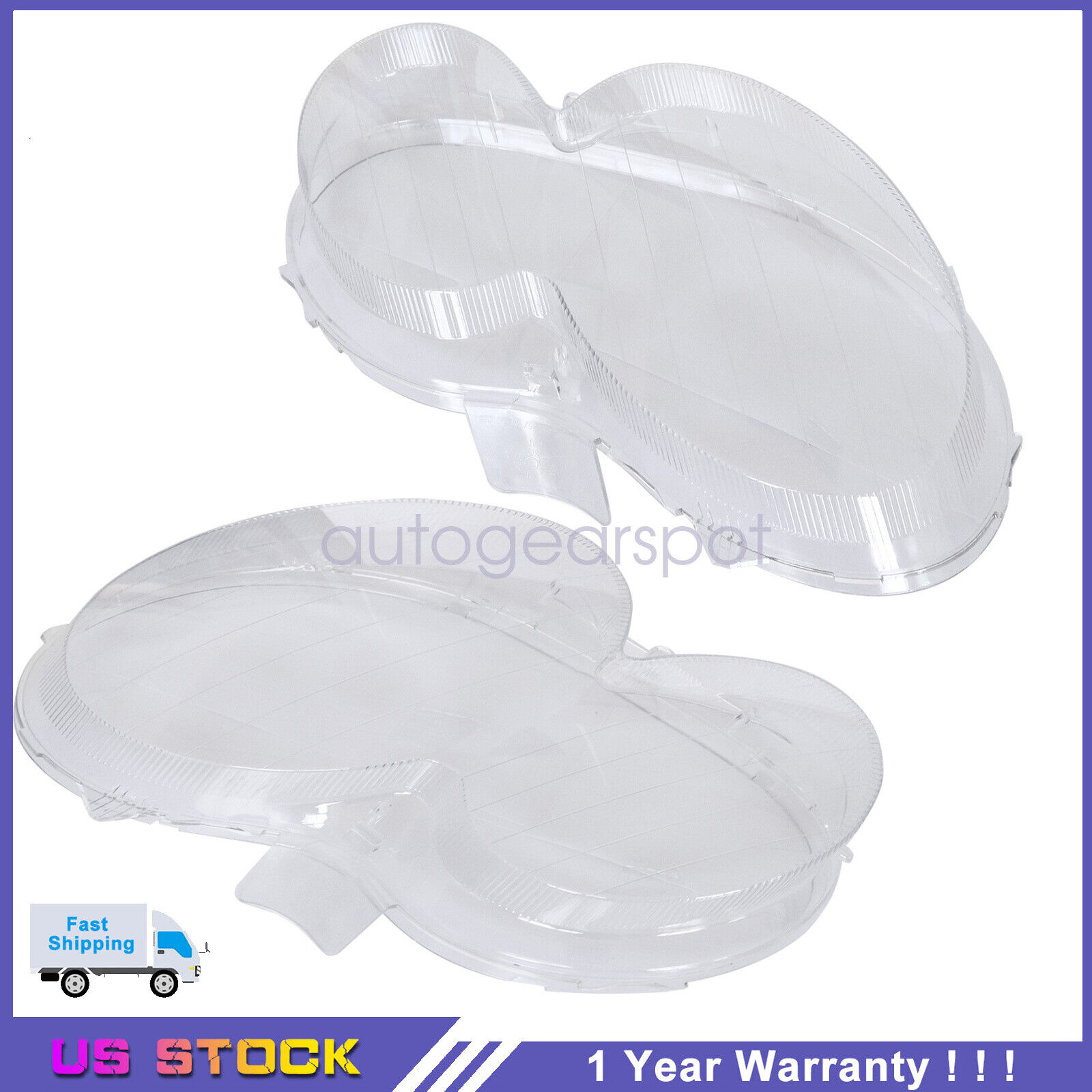 For Mercedes CLK C209 W209 2005-2009 Headlight Lens Replacement Cover Left+Right