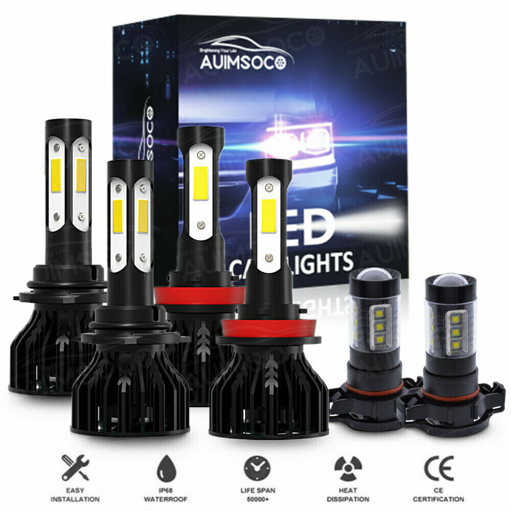 For Jeep Grand Cherokee 2011 2012 2013 6000K LED Headlight + Fog Light Bulbs Kit