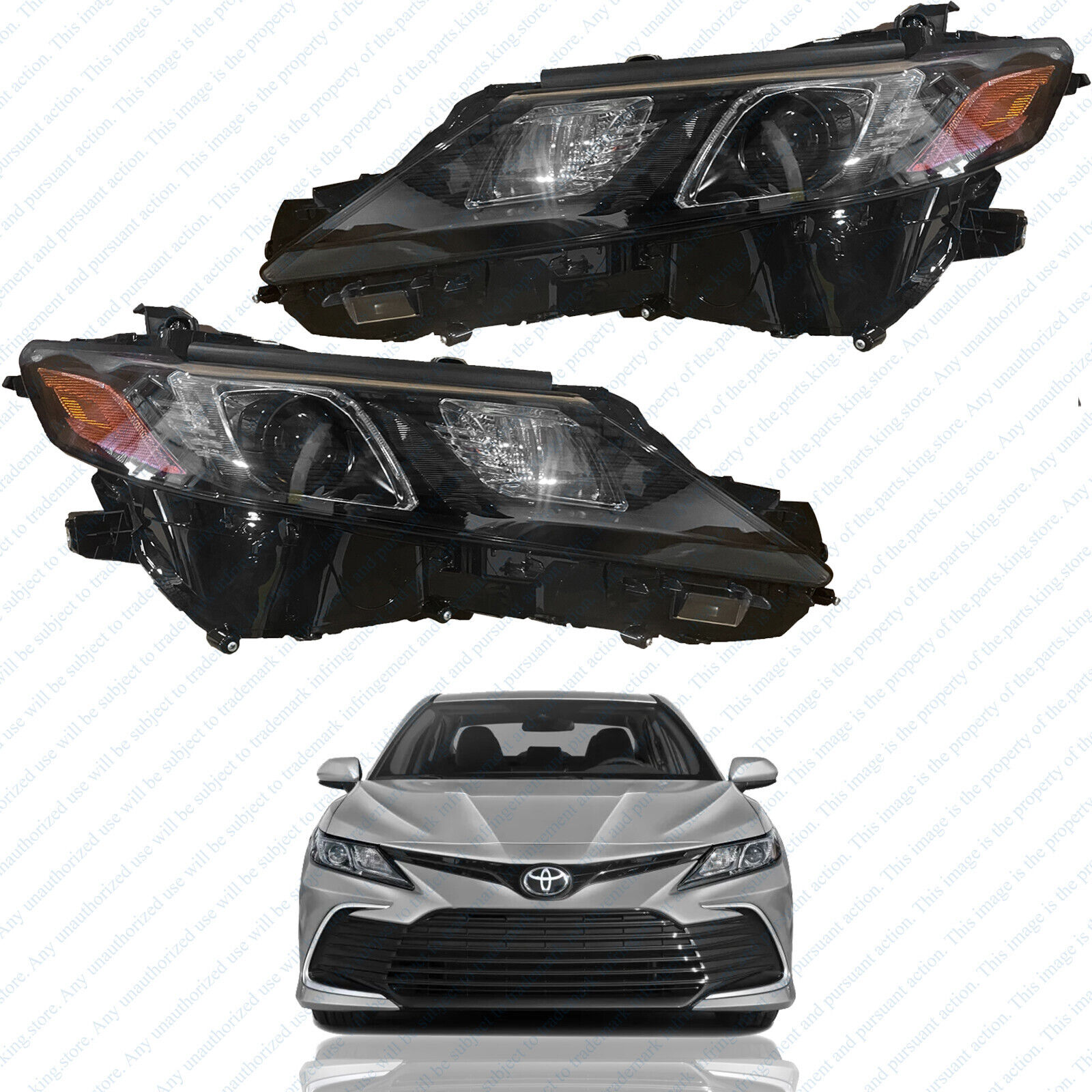 For 2021 2022 Toyota Camry LE SE LED Black Headlights Assembly Left Right Pair