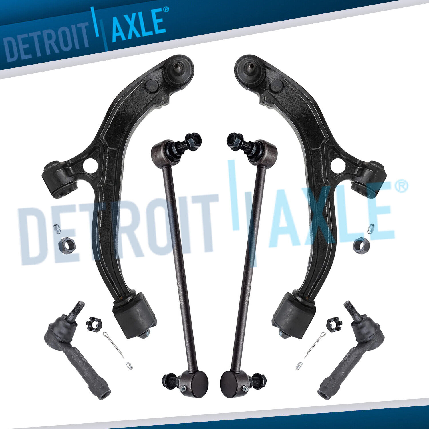 (2) Front Lower Control Arm Outer Tierod End Sway Bar for 2001-04 Grand Caravan