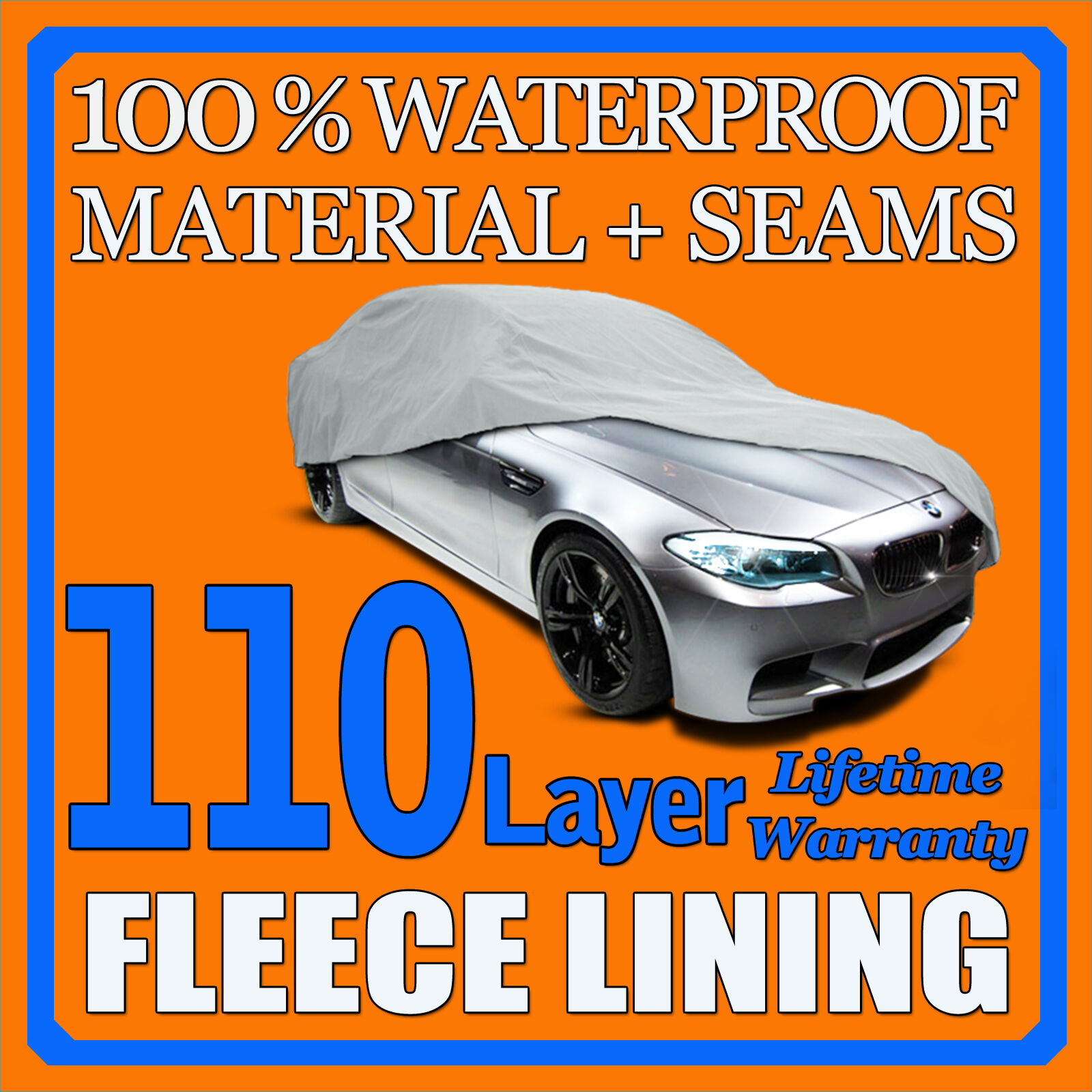110 Layer Car Cover Outdoor Waterproof Scratchproof Breathable 60 70 80 90 100 F