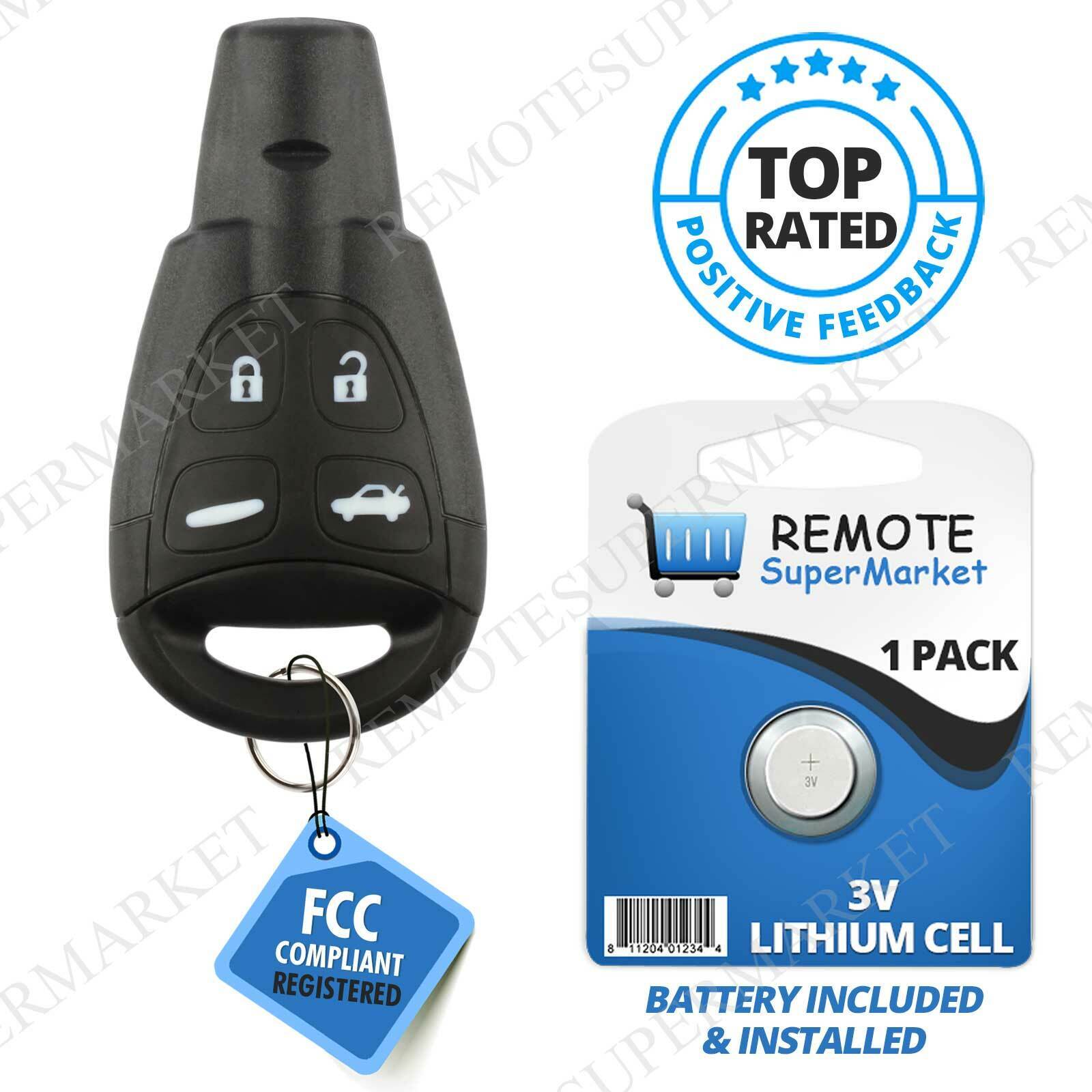 Replacement for Saab 2003-2009 9-3 9.3 2003-2007 9-5 9.5 Remote Car Key Fob
