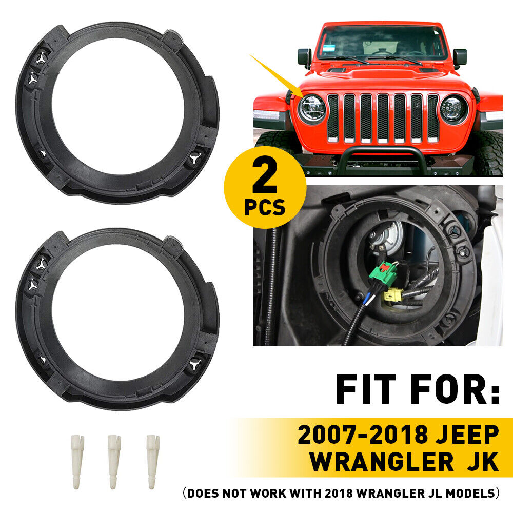 2x 7inch Headlight Mount Bracket Ring Bucket Base For 2007-2018 Jeep Wrangler JK