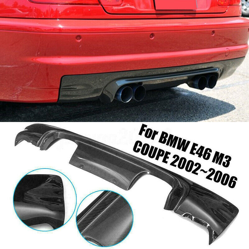 For BMW E46 M3 COUPE 2002-2006 Rear Bumper Diffuser Carbon Fiber CSL Type 2 Tone