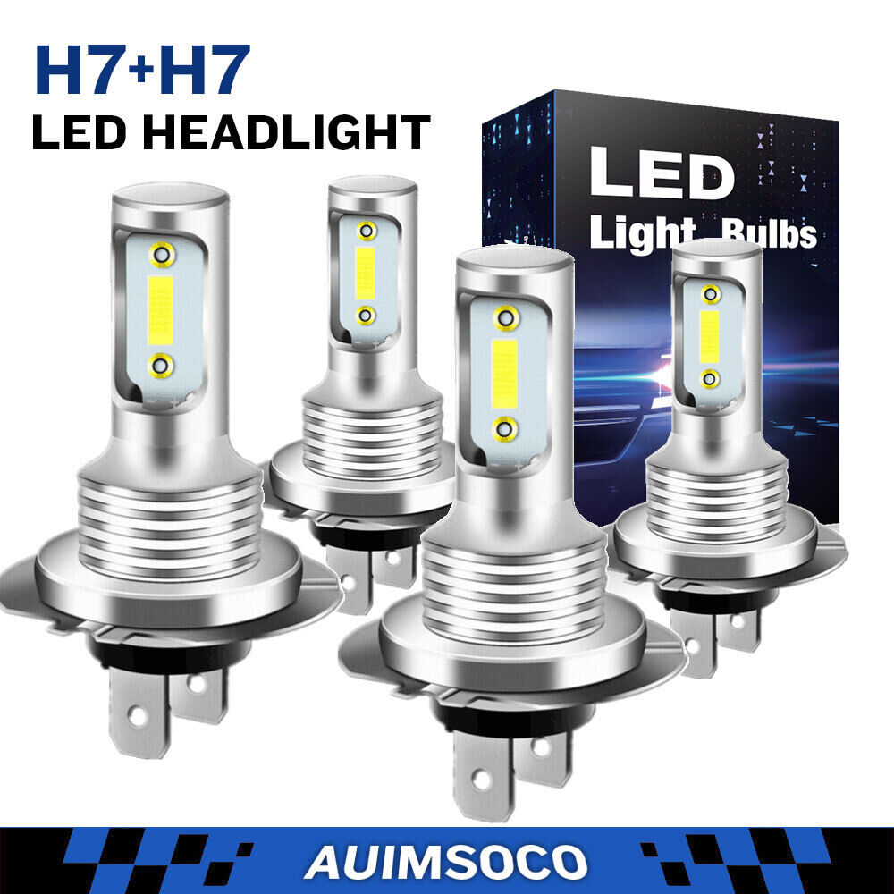 4x H7 H7 LED Headlight Bulbs Kit High Low Beam Super Bright 10000K Xenon White