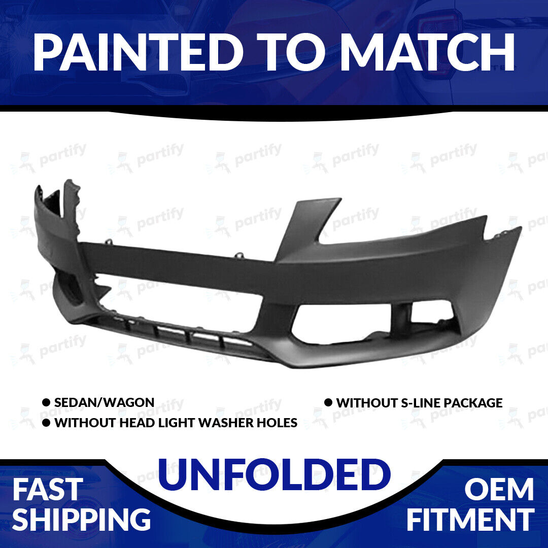 NEW Painted 2009-2012 Audi A4 Non S-Line Unfolded Front Bumper W/O HL Washer