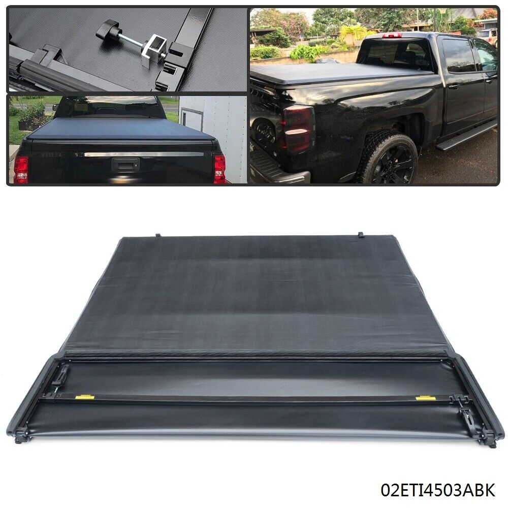 Fit For 2007-2014 Chevy Silverado GMC Sierra 6.5Ft Bed Soft 4-Fold Tonneau Cover