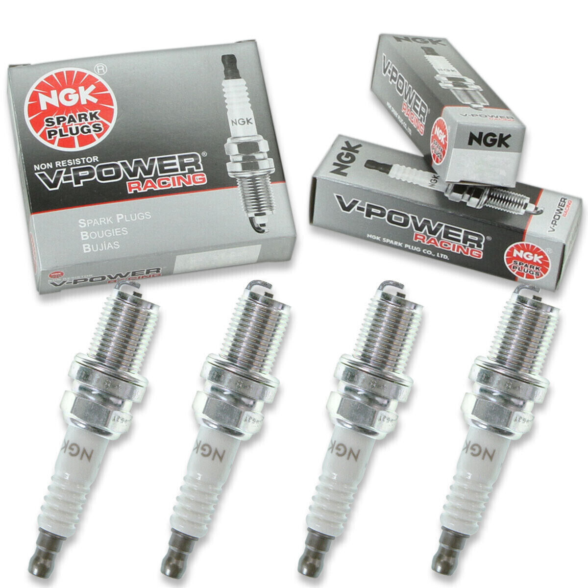 NGK V-Power Racing Spark Plugs Turbo Nitrous Supercharger Set of 4 R5671A-8 NEW