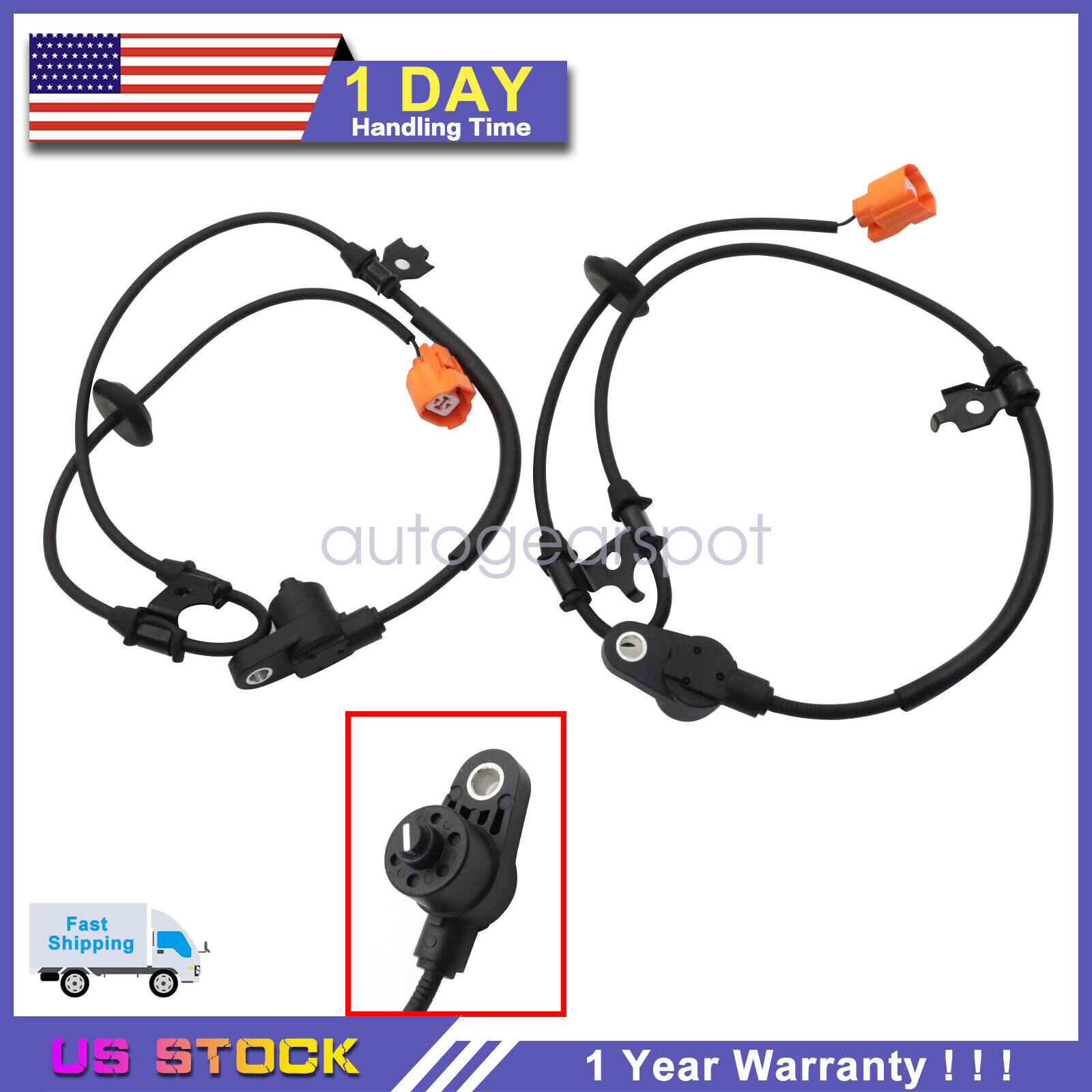 2x New ABS Speed Sensor For Honda Pilot 03-08 Front Driver and Passenger Side