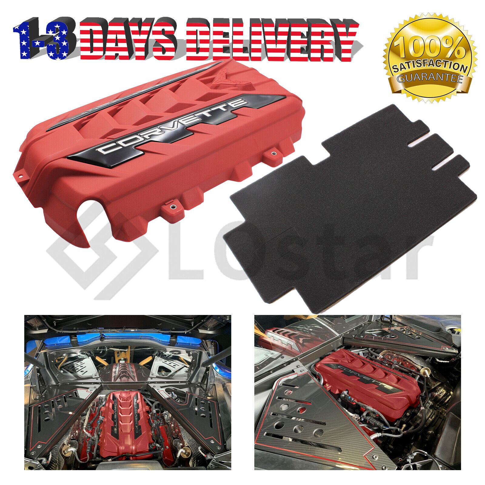 Matte Edge Red Engine Cover 12699318 For 2020-2023 Chevrolet C8 Corvette 6.2L