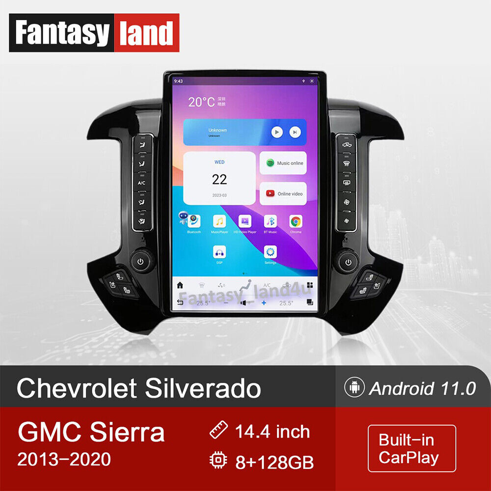 Android Smart Radio Tesla GPS Stereo fr Chevrolet Silverado GMC Sierra 2013-2020