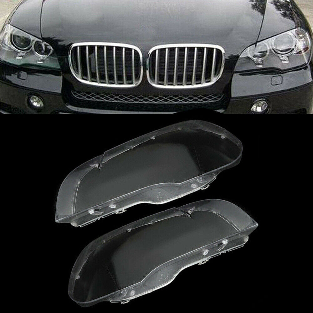 Left& Right Headlight Lens Cover Lampshade Lamp Cover For BMW X5 E70 08-13