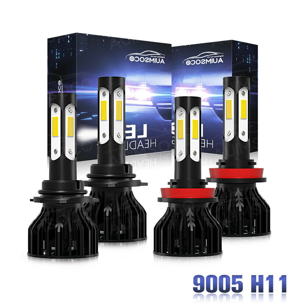 4x Combo LED Lights For 2007-18 Toyota Camry Headlights High-Low White 9005 H11