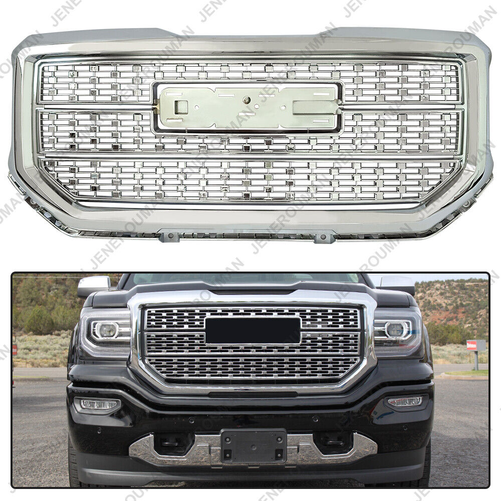 Chrome Grill For 16-18 GMC Sierra 1500 Base SLE Upper Front Grille 2019 Limited