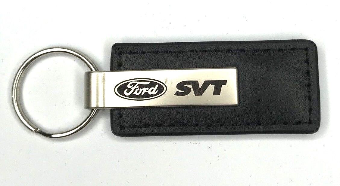 Ford SVT Emblem Black Leather Key Chain Licensed (Focus, Cobra, Lightning)