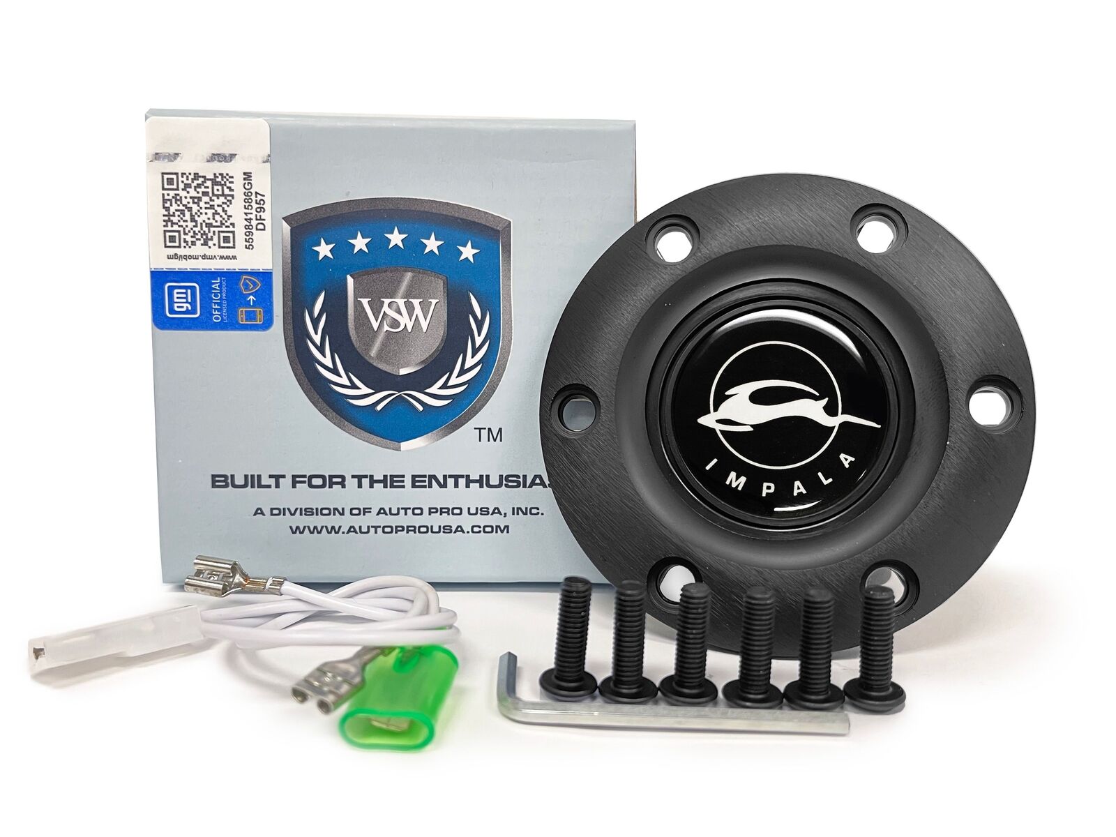 VSW 6-Bolt Black Horn Button, Impala Emblem