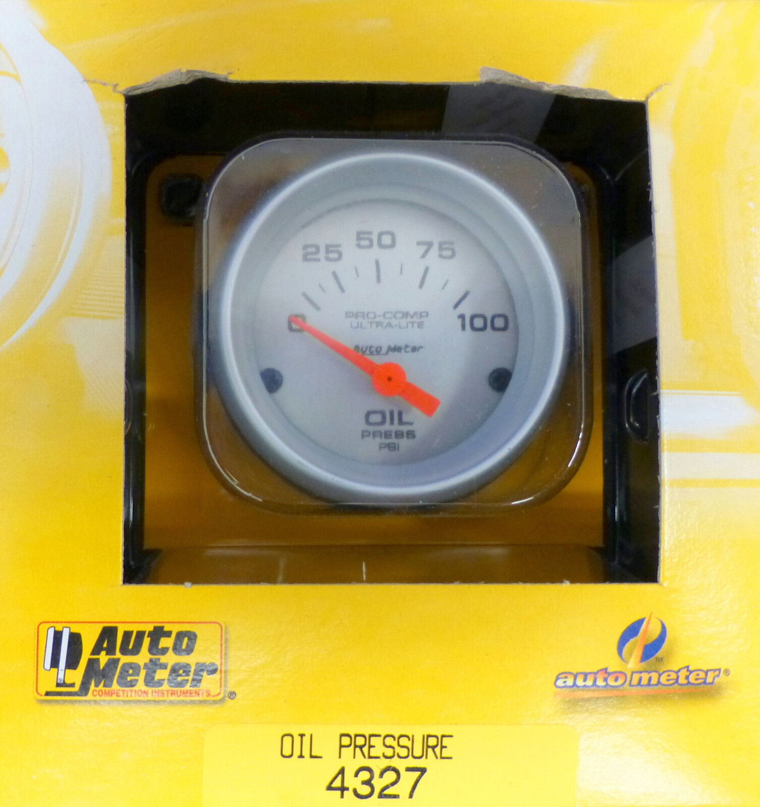 Auto Meter 4327 Ultra Lite Pro Comp Oil Pressure Gauge Electric 0-100 PSI 2 1/16