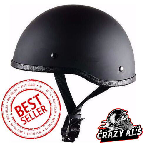 REAL Crazy Al's WORLD'S SMALLEST LIGHTEST SOA Style DOT Flat Black Half Helmet