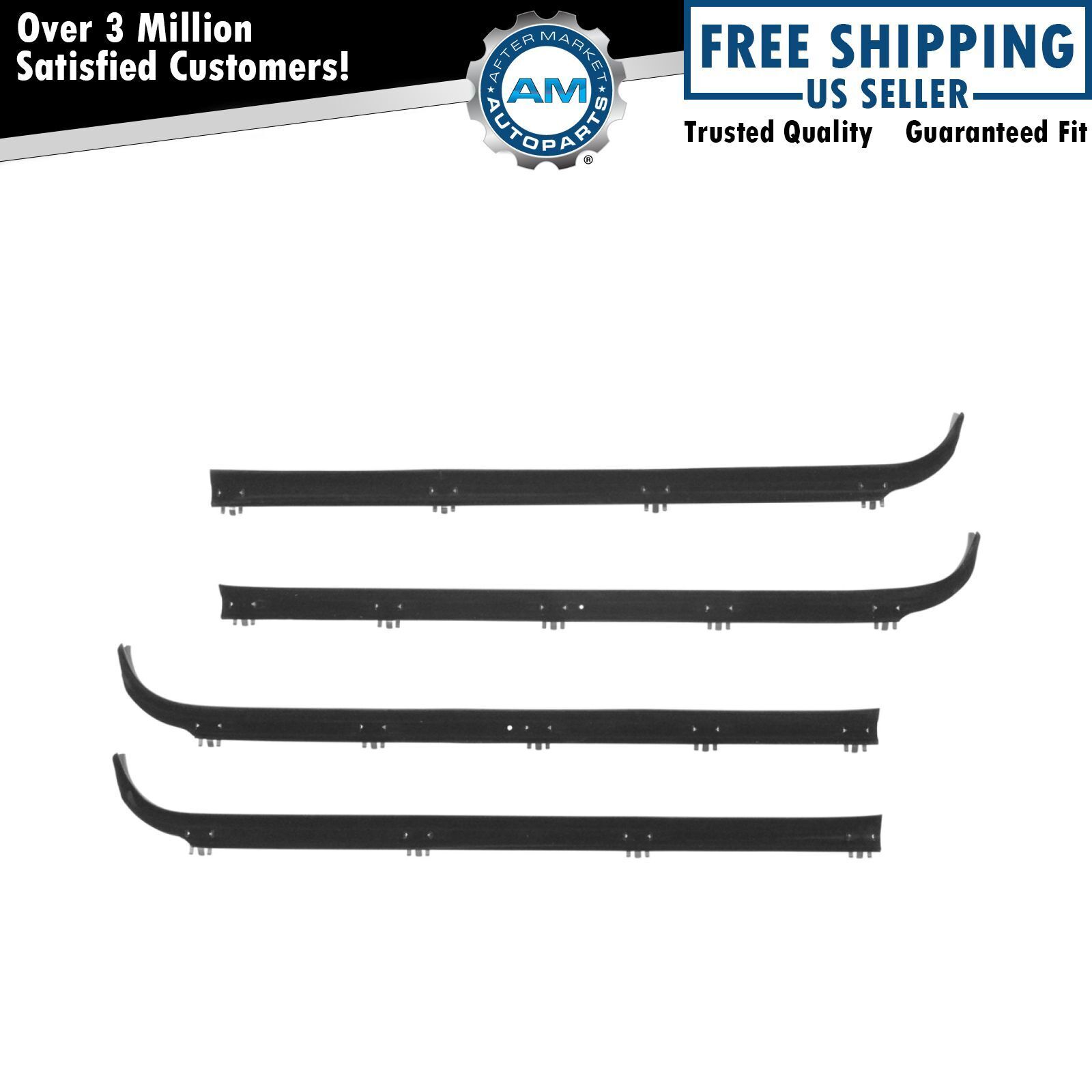Inner & Outer Window Sweep Felts Seals Weatherstrip 4 Pc Kit Set for Ford Truck