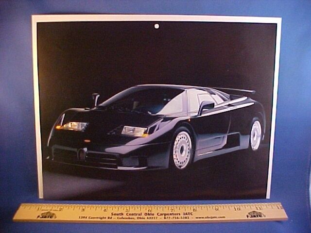 new 1995 Bugatti EB-110 GT full-color calendar art w/backer board--EZ frame